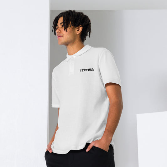 Textura Basic White pique polo shirt